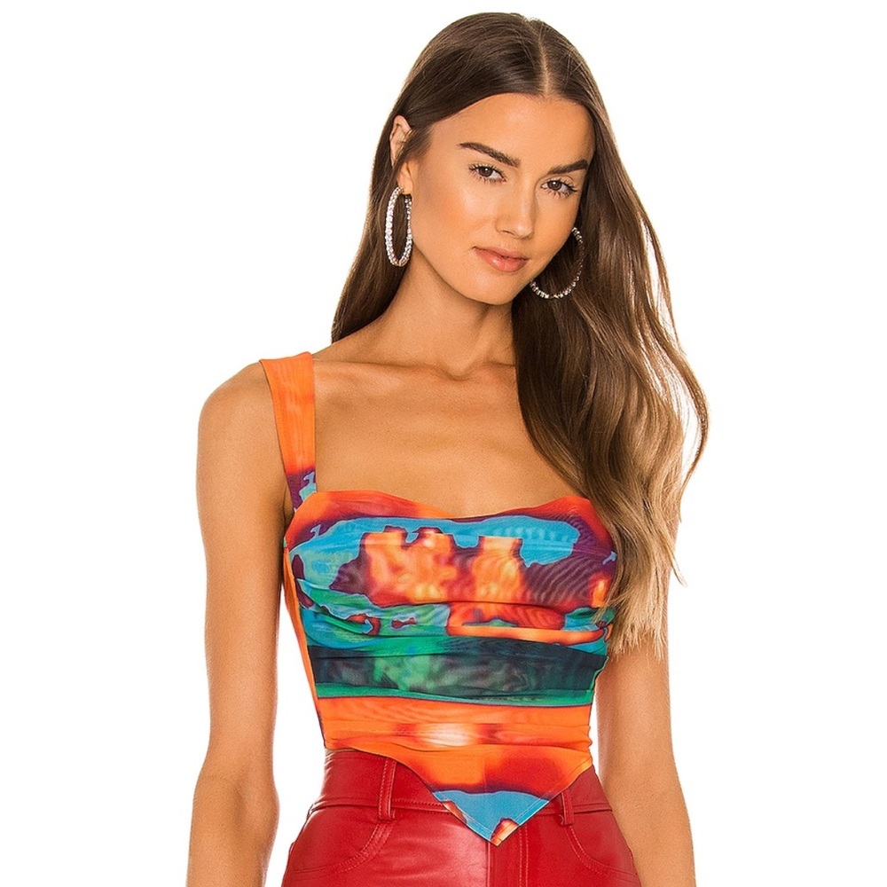 Miaou Orange and Red Bustier Bodysuit